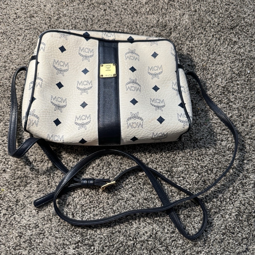 MCM Patricia Collection by Michael Cromer Crossbody Bag J0478 Navy White
